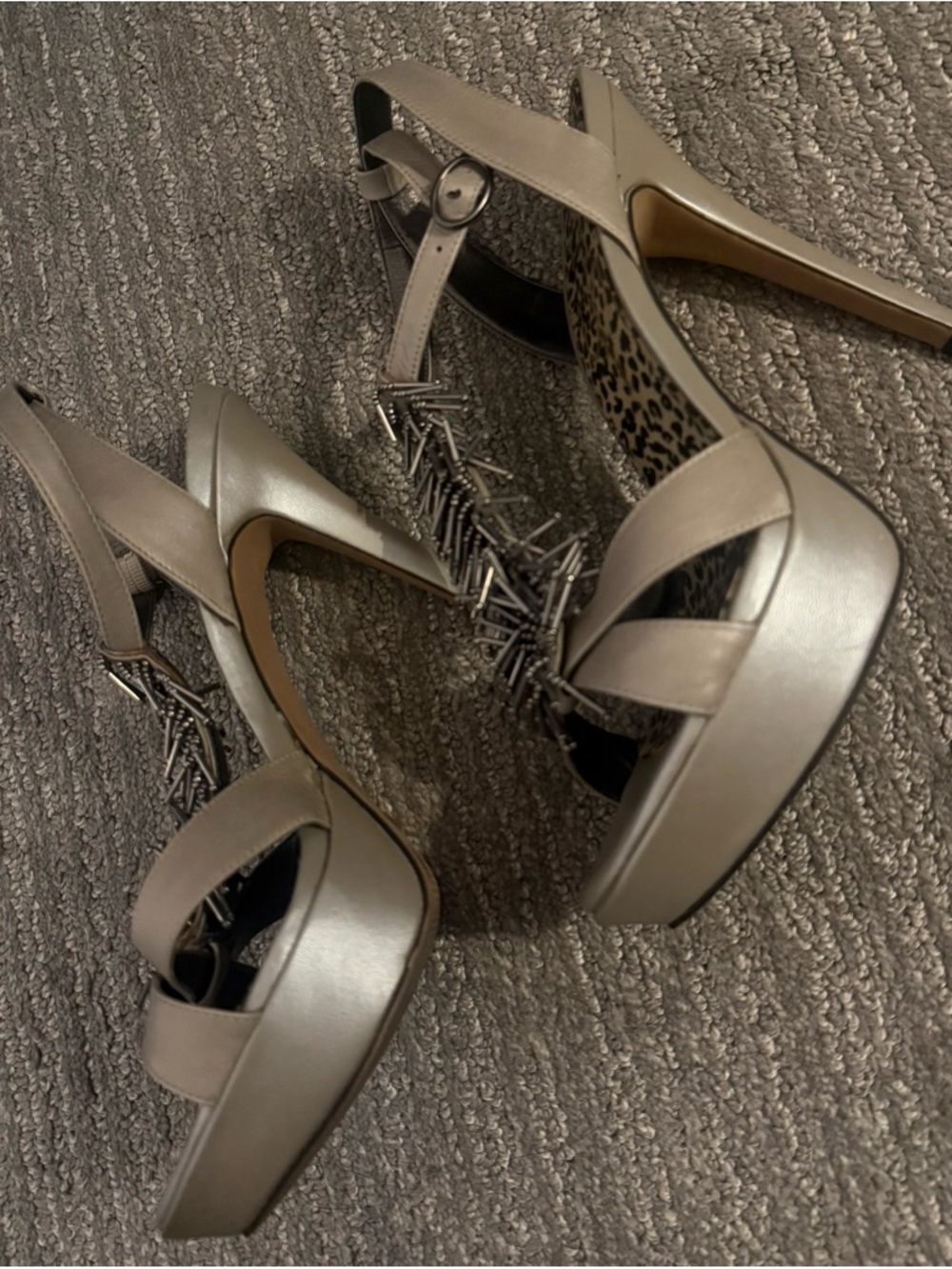 Jessica Simpson Champagne Metallic Strappy High Heel Sandals - Picture 6 of 9